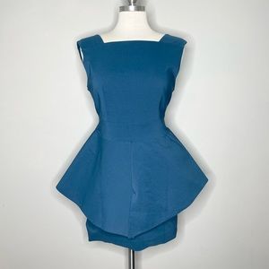 CARIBBEAN QUEEN Low Back Peplum Cocktail Mini Dress